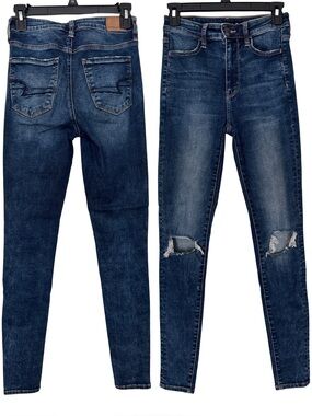 American Eagle Next Level Super Hi Rise Jeggings Size 2 Long Blue